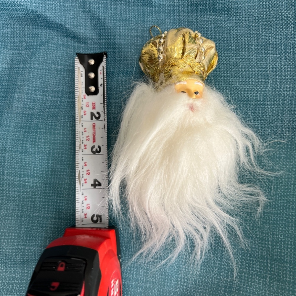 VINTAGE Kurt Adler Jeweled Gold Santa Head Christmas Tree Ornament - Picture 2 of 5